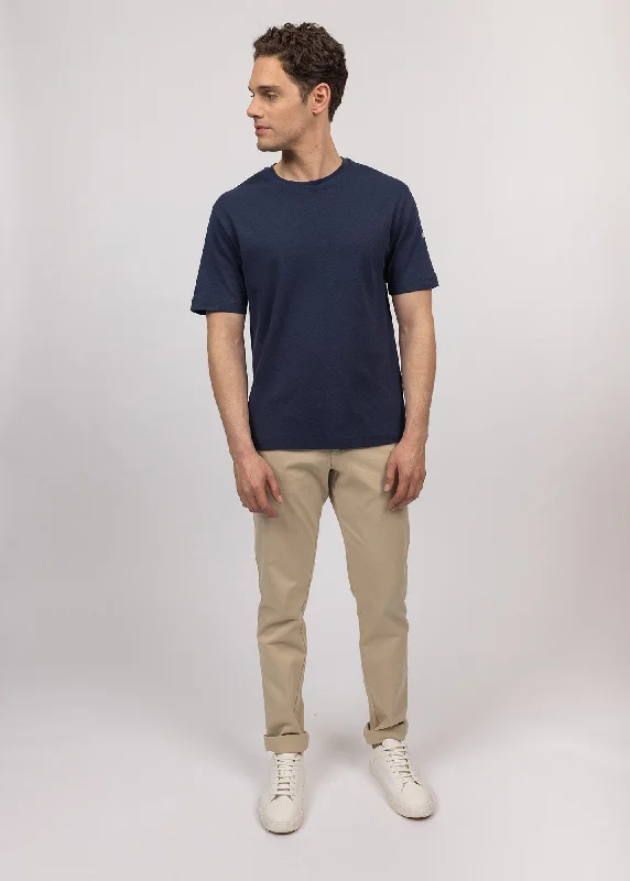 Lightweight Linen Trousers for Warm Days-Voile Eté chino pants - in stretch cotton twill (PLAGE)