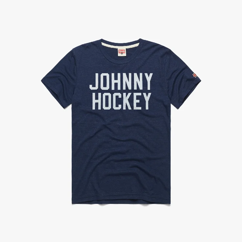 T-Shirt with Embroidered Logo for Subtle Branding-Johnny Hockey