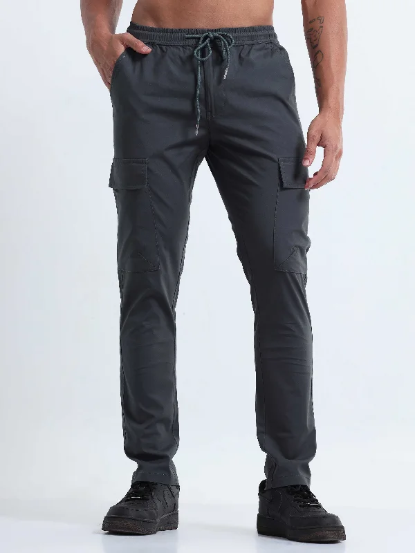 Stylish Leather Pants for Night Out-Air Sense Metal Grey Cargo Pants