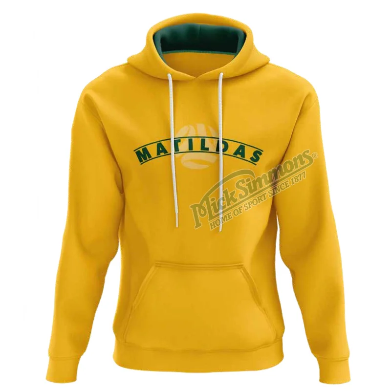 Warm and Insulated Hoodies for Winter Sports-Official Australia Matildas Womens Gold Arch Supporter Hoodie Football Soccer