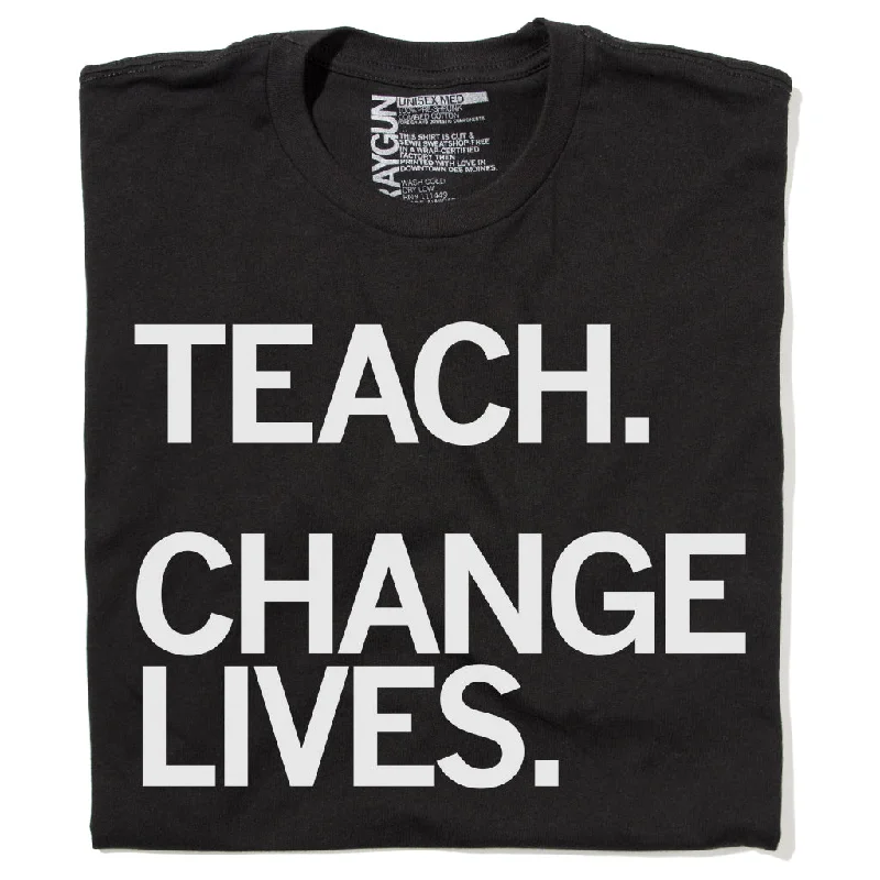 Color-Blocked T-Shirt for Stylish Contrast-Teach Change Lives Repeat