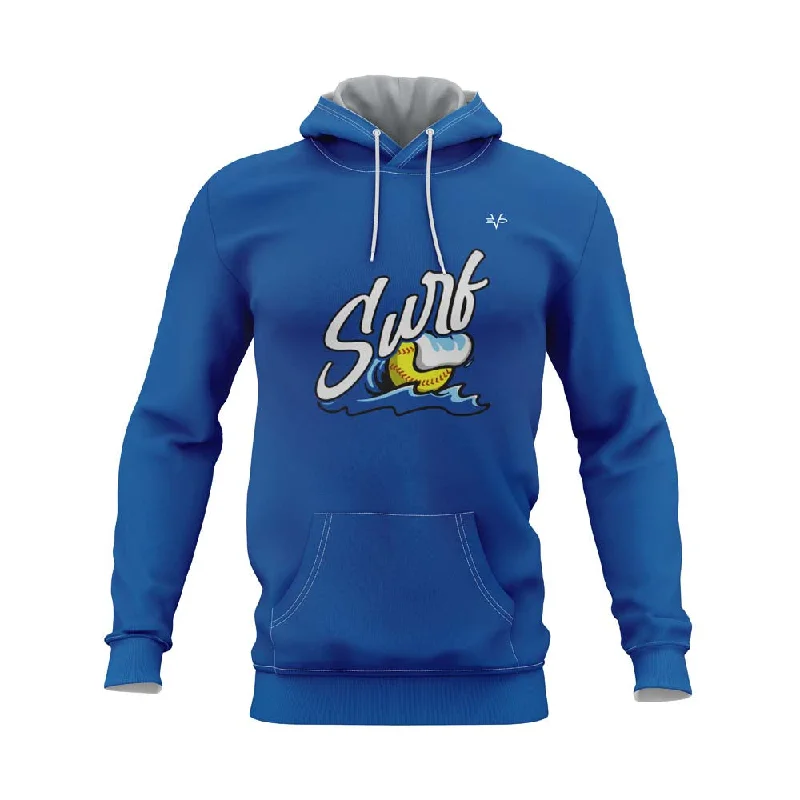 Comfortable Hoodies for Lounge Wear-TOMS RIVER SURF TEAM Sublimated Heavyweight Hoodie - Blue