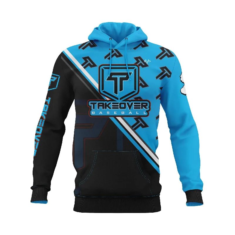 Long Sleeve Hoodies for Extra Coverage-TAKEOVER BASEBALL Sublimated Hoodie - Blue/Black