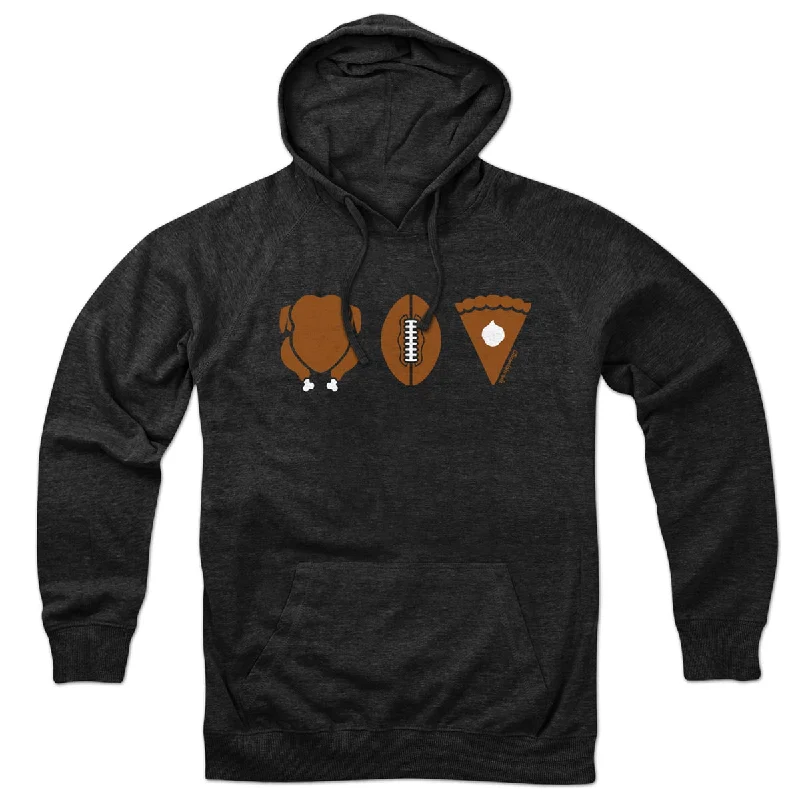 Lightweight Hoodies for Spring and Fall-Turkey Football Pie Thanksgiving Hoodie