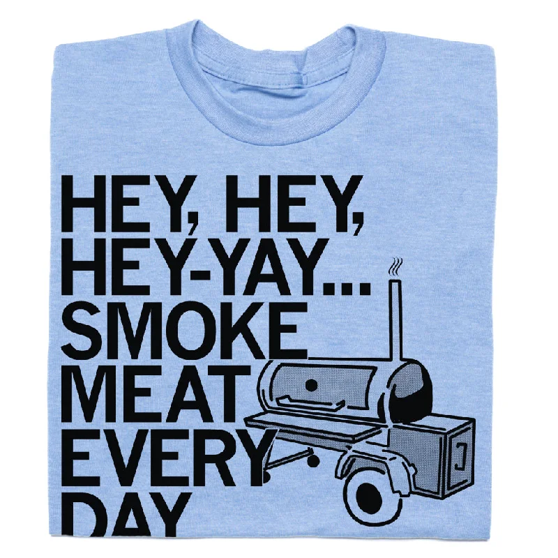 Graphic T-Shirt with Bold Logos for Fashion Forward Style-Smoke Meat Every Day