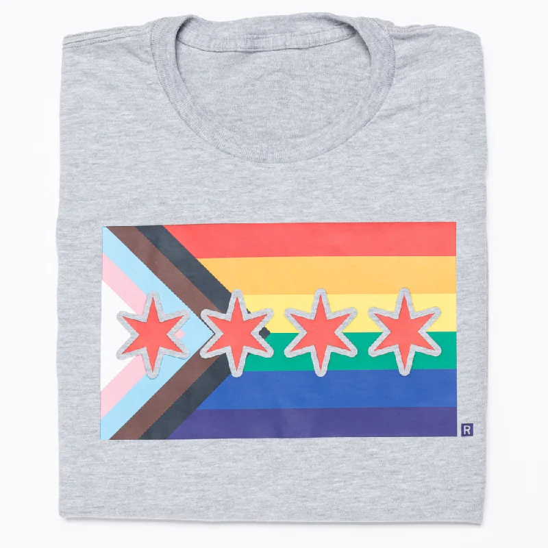 T-Shirt with Bold Designs for Statement Look-Chicago Progress Pride Flag