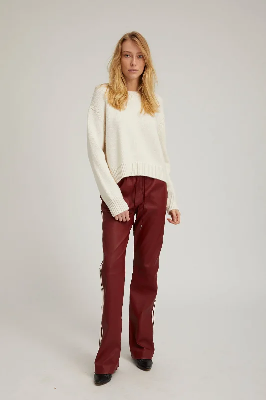 Stylish High-Waisted Jeans for Casual Outfits-Cherry Leather Straight Leg Athletic Pants