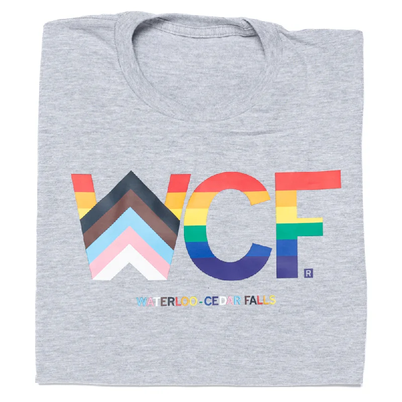 Casual T-Shirt with Relaxed Silhouette-WCF Stacked Text Progress Pride Flag