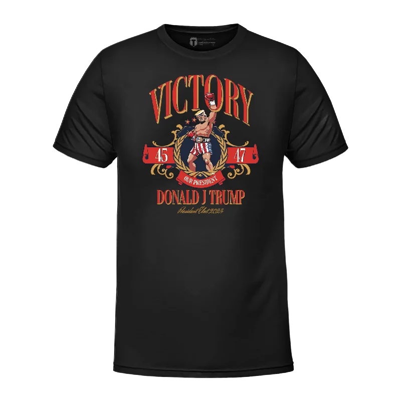 Oversized T-Shirt for Relaxed Fit-Victory Trump Black T-Shirt