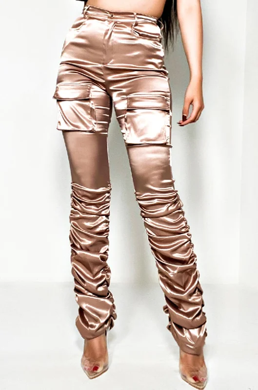 Casual Denim Shorts for Warm Weather-BETTER ME HIGH WAISTED STRETCHY SCRUNCHED ANKLE PANTS ROSE GOLD