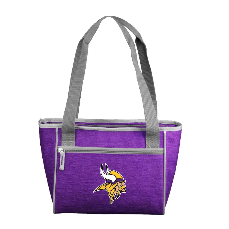 Comfortable Headwear for Sports Teams-Minnesota Vikings Crosshatch 16 Can Cooler Tote