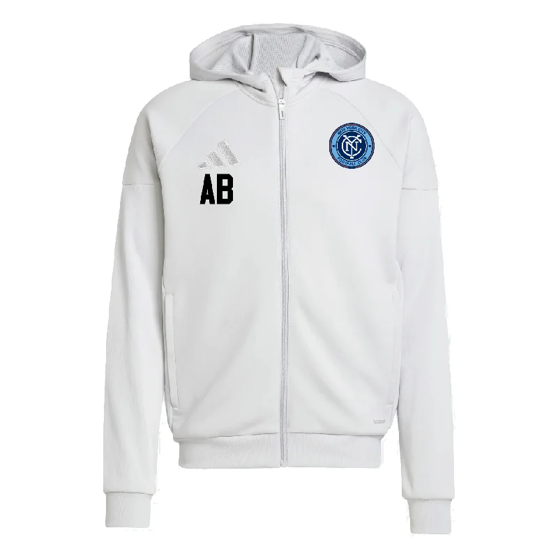 Comfortable Hoodies for Road Trips-NYCFC Year-Round Program adidas Tiro 25 Full-Zip Hoodie Light Grey