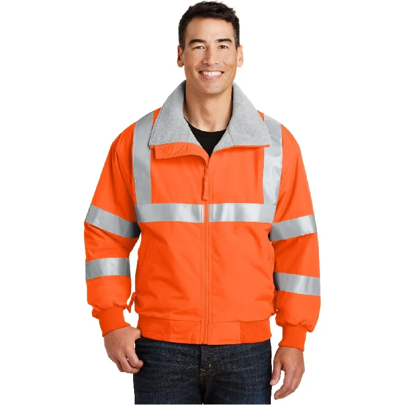 Waterproof Hooded Jackets for Rainy Days-Port Authority ®  Enhanced Visibility Challenger™ Jacket with Reflective Taping.  SRJ754 - Port Authority SRJ754