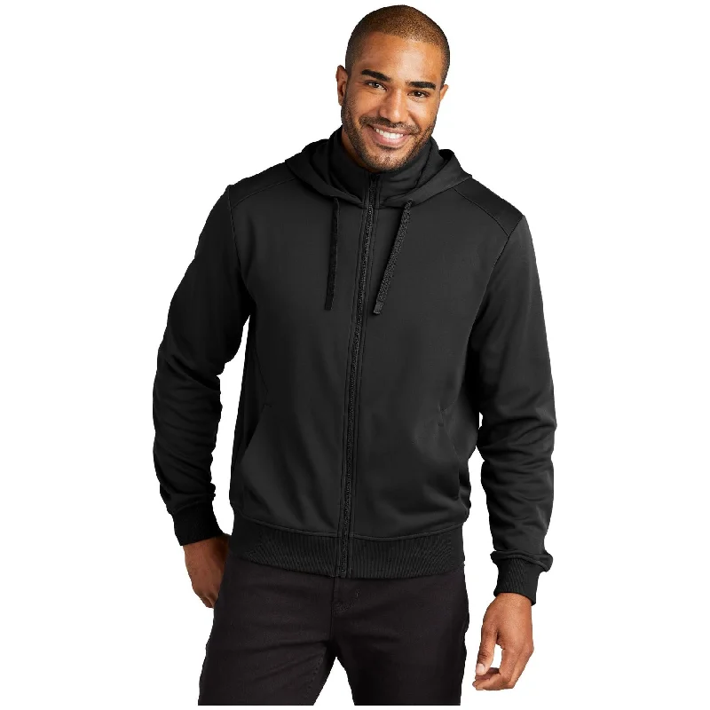 Lightweight Waterproof Jackets for Rainy Days-Port Authority ®  Smooth Fleece Hooded Jacket F814 - Port Authority F814