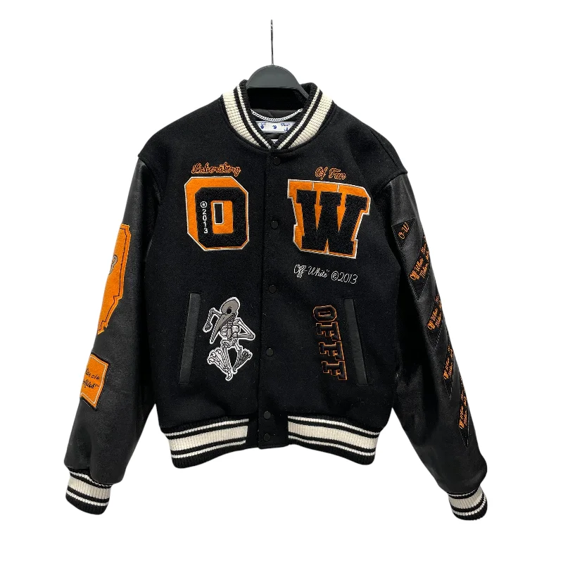 Custom Jackets for Sports Teams-OFF-WHITE/Jacket/M/Wool/BLK/Graphic/OMJAO59F21LEA001