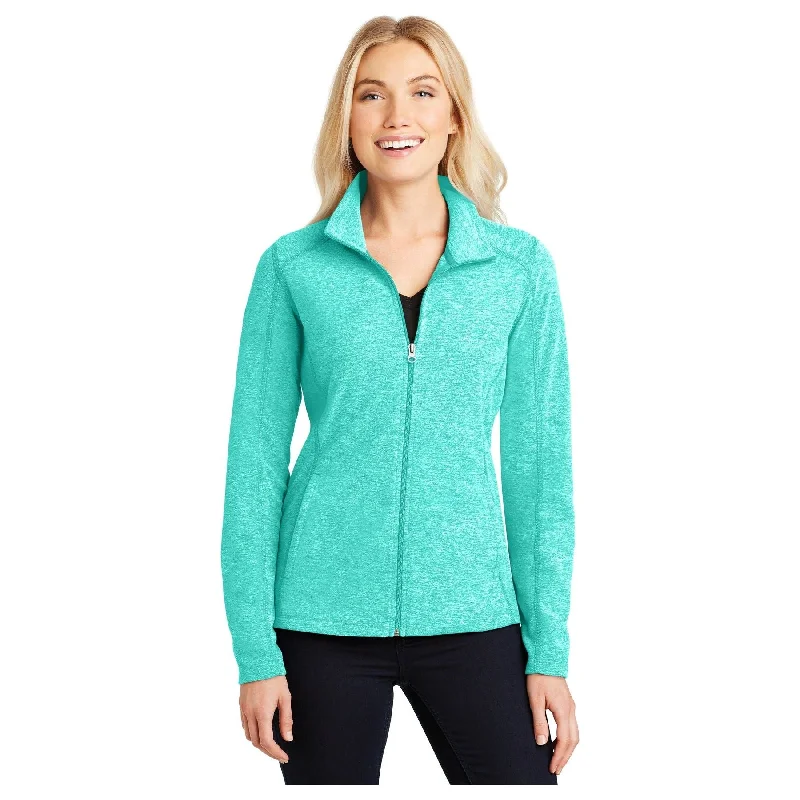 Classic Double-Breasted Jackets for Formal Events-Port Authority ®  Women's Heather Microfleece Full-Zip Jacket. L235 - Port Authority L235