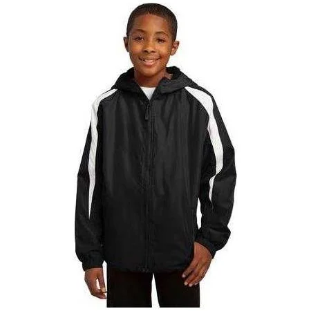 Adjustable Hooded Jackets for Versatility-Youth Fleece-Lined Colorblock Jacket