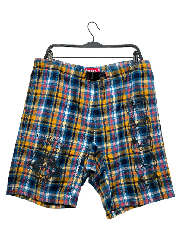 Custom Printed Shorts for Fundraising Events-Supreme/Shorts/34/Cotton/ORN/Plaid/SKEL GRAPH