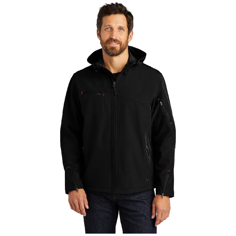 Trendy Moto Jackets for Edgy Style-Port Authority ®  Textured Hooded Soft Shell Jacket. J706 - Port Authority J706