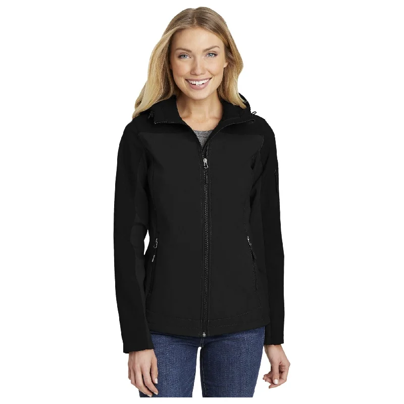 Varsity Jackets for School and Team Spirit-Port Authority ®  Women's Hooded Core Soft Shell Jacket. L335 - Port Authority L335