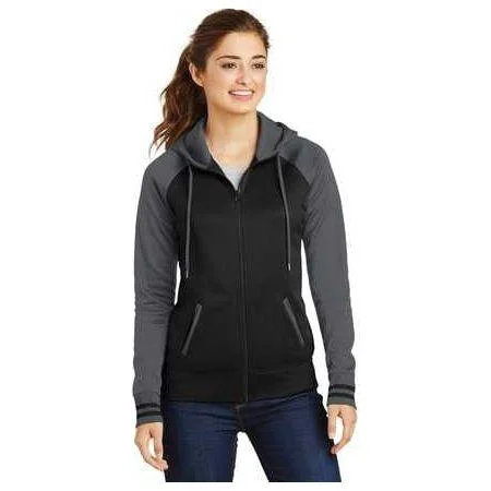 Stylish Peacoats and Jackets for Fashionable Looks-Ladies Sport-Wick Varsity Fleece Full-Zip Hooded Jacket