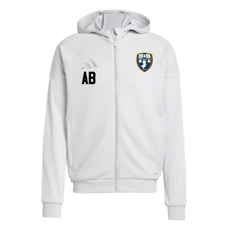 Hoodies for Camping and Hiking Trips-B&B United Soccer Club adidas Tiro 25 Full-Zip Hoodie Light Grey